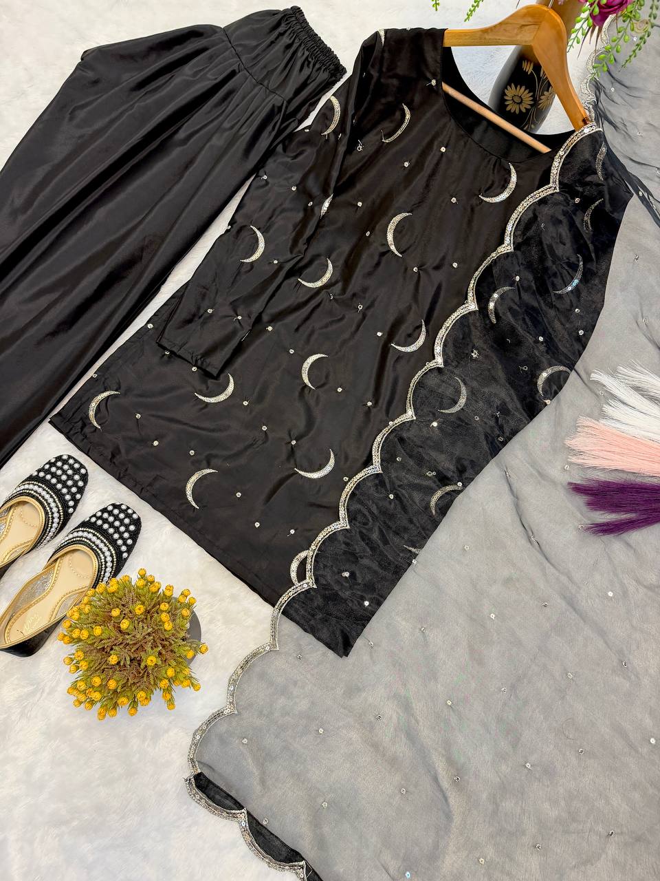 Urban Midnight Crescent Embroidered Suit